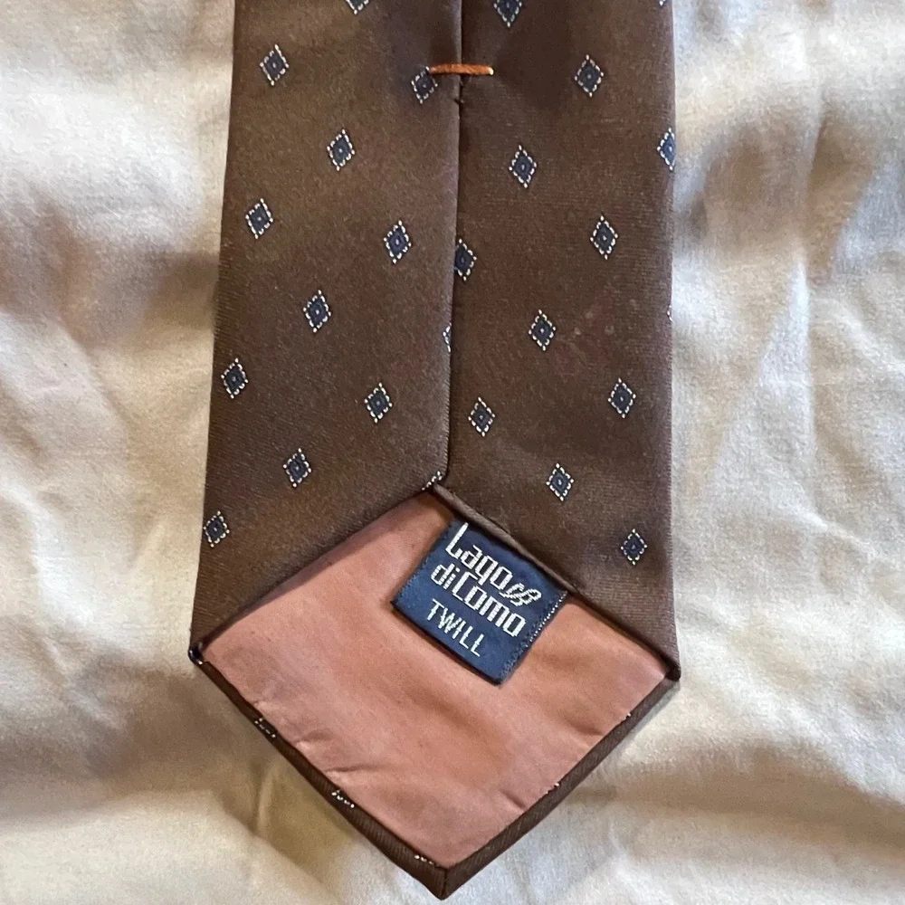 John Henry Twill Blend‎ Micro Diamond Pattern Classic Necktie Brown Blue